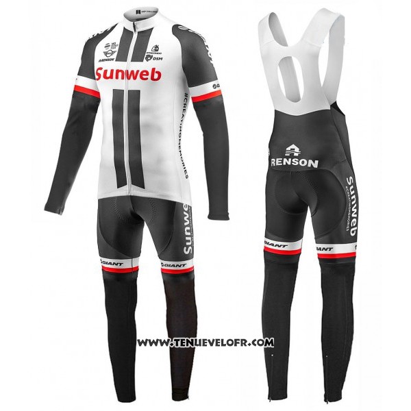 2017 Maillot Ciclismo Sunweb Blanc Manches Longues et Cuissard